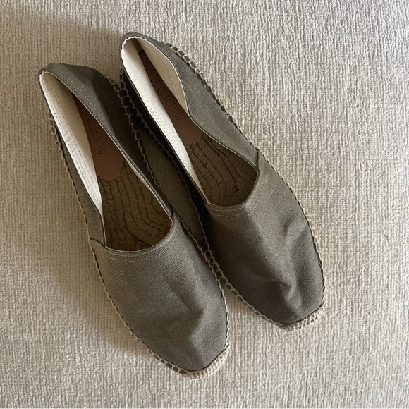J. Crew Espadrille Flats Linen Canvas Olive Size 7.5 - Picture 3 of 3